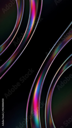 Abstract iridescent light streaks on a dark background, vibrant colors
