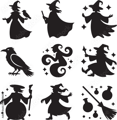 Halloween Vector Illustration Set of Spooky Silhouettes for Trick or Treat