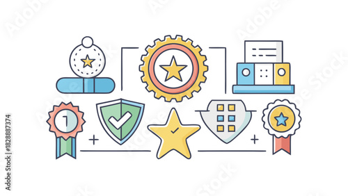 Quality Assurance Icons Displaying Awards and Badges