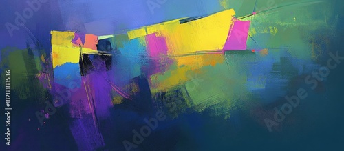 Abstract Expressionist Painting: Bold Brushstrokes and Vibrant Color Palette