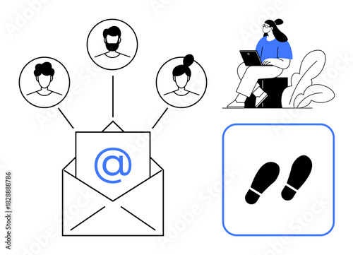 Email communication. Email connects users in a digital network promoting efficient interaction. Email ensures smooth exchanges and engages users effectively. For communication, networking, websites