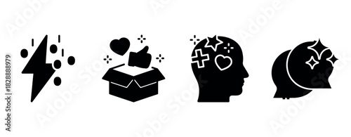 Icons depicting energy, creativity, mental health, and communication