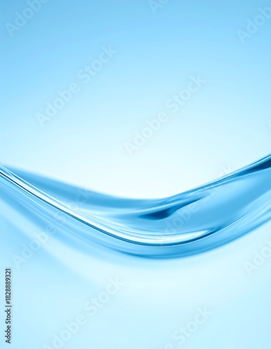 A close-up shot of a fluid wave, in shades of blue. The water looks transparent, clean, and refreshing against a gradient background
