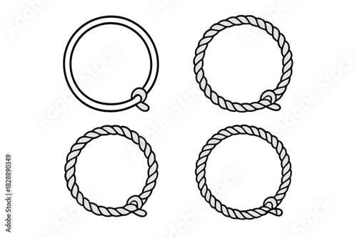 Set of four circular rope frames and borders featuring decorative nautical knots