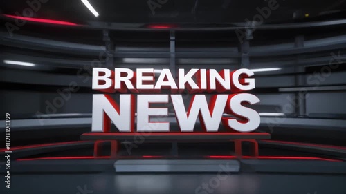 Breaking news broadcast, intro, mp4 video. AI