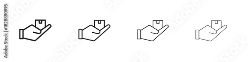Hand holding box icons. premium symbol. Vector sign icon logo template.