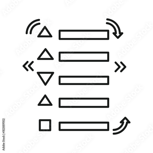 Outline icon of a list with various control arrows for sorting and resizing