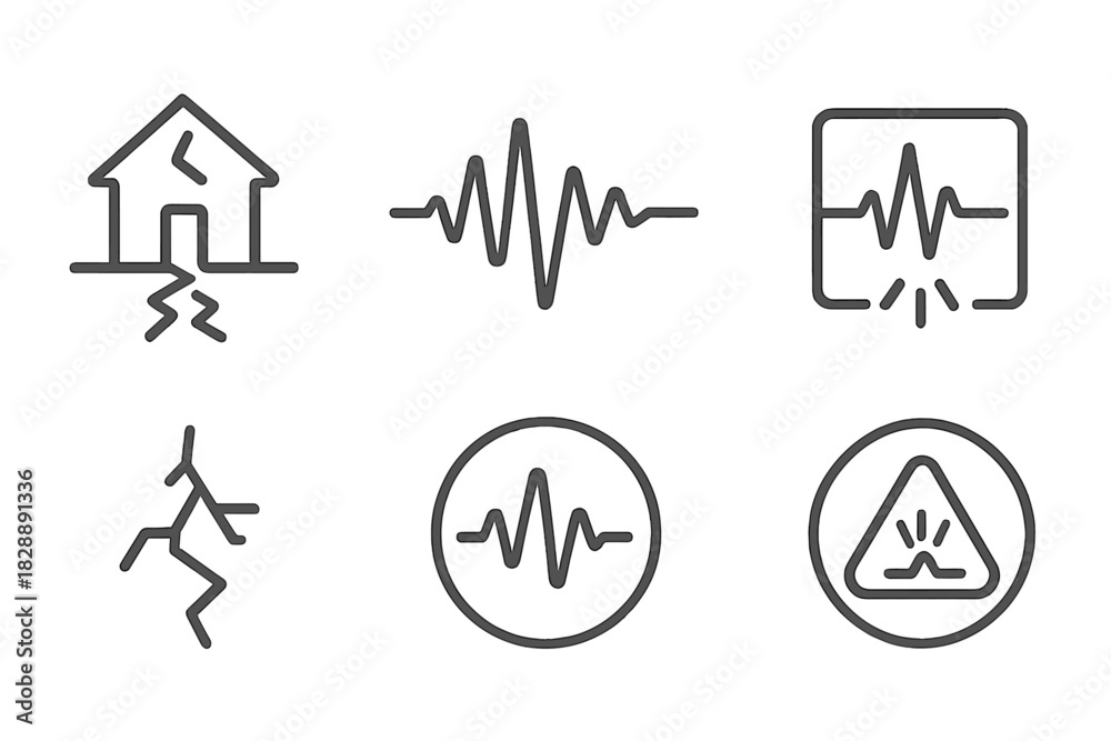 Fototapeta premium Earthquake and seismic activity warnings natural disaster tremors and hazard signs