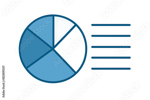 Segmented pie chart showing proportional data distribution and legend lines