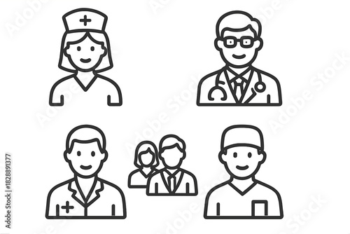 Professional avatar icons for medical and business staff