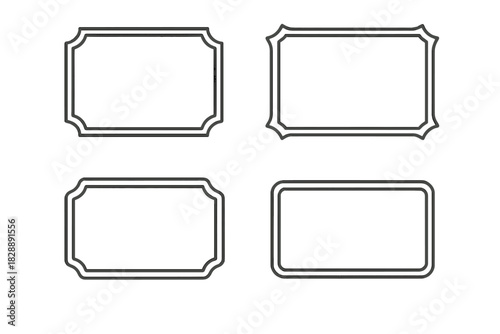 Set of four vintage decorative rectangular frames and labels with thin double borders