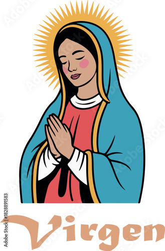 Virgen de la Guadlupe logo vector white background .