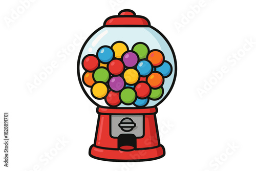 Traditional vending machine dispenser filled with assorted colorful round candies and sweets