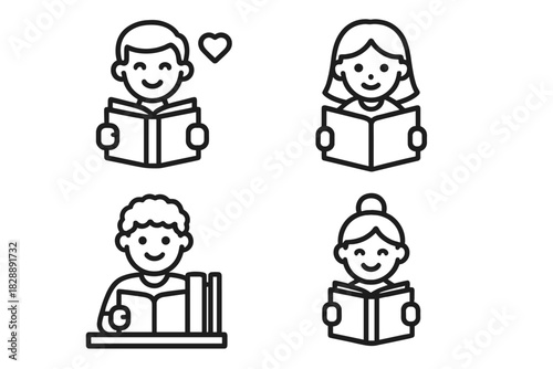 Diverse group of people reading books and studying for education and knowledge