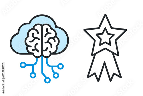 Artificial Intelligence Cloud Computing Technology and Quality Achievement Star Icons