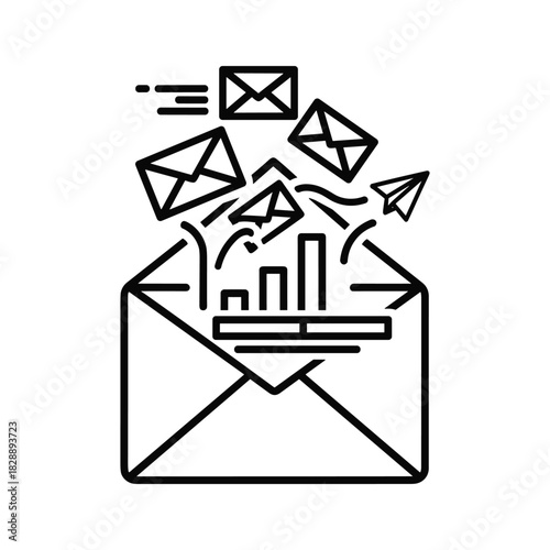 Digital marketing and email communication concept isolated on