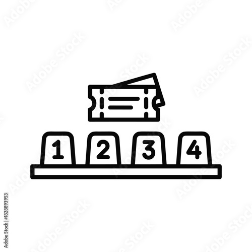 Numbered seats and tickets icon isolated on