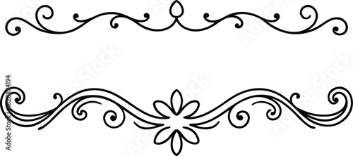 Adobe Illustrator Artwork  Set of hand drawn decorative borders and dividers. Elegant calligraphic lines, vintage flourishes and ornamental swirls for page decoration, wedding invitations or web desig