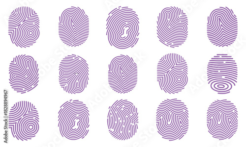 Minimal fingerprint icon set for biometric security and digital identity design.