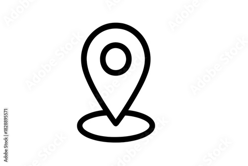 Simple outline map pointer pin indicating GPS location or navigation destination symbol