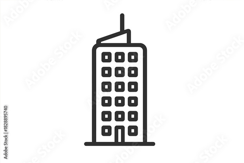 Modern corporate skyscraper building outline with antenna