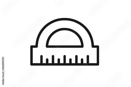 Simple protractor instrument used for measuring angles in geometry and mathematics
