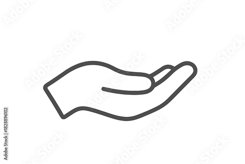 Minimalist outline icon of an open hand gesture symbolizing giving, receiving, or holding