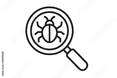 Magnifying glass searching for a computer software bug or security vulnerability detection