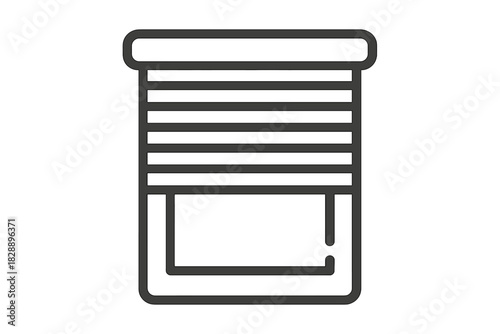 Minimalist outline symbol representing a window covering or roller shutter