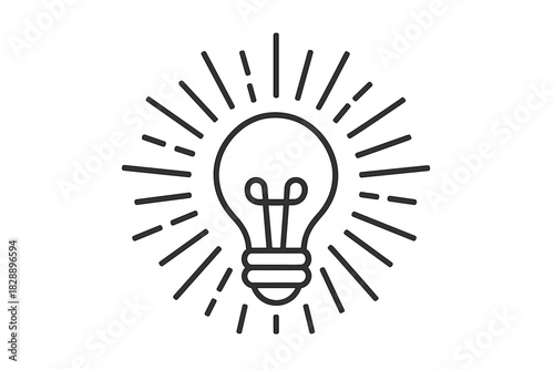 Simple line art drawing of a glowing light bulb symbolizing a brilliant idea or creative innovation