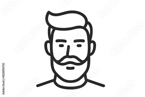 Minimalist line art portrait of a bearded man with a modern hairstyle for user profile icons