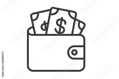 Wallet containing dollar currency bills representing finance and payment concepts