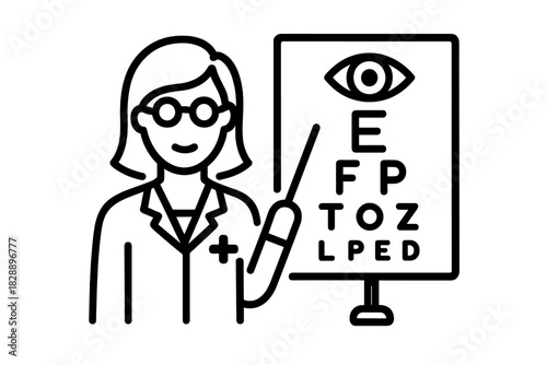 Professional optometrist conducting an eye exam using a Snellen chart for vision diagnosis