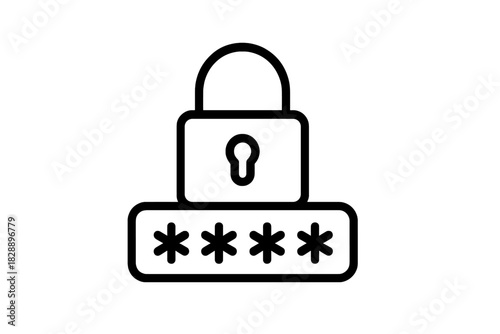 Digital security concept showing secure login access with padlock and hidden password entry field