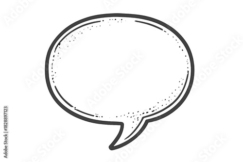 Vintage sketch style blank oval speech bubble for dialogue and communication