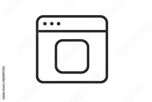 Simple outline symbol representing a generic web browser window or application interface frame