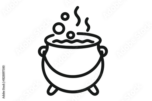 Witch's cauldron boiling a magical potion with rising bubbles and steam