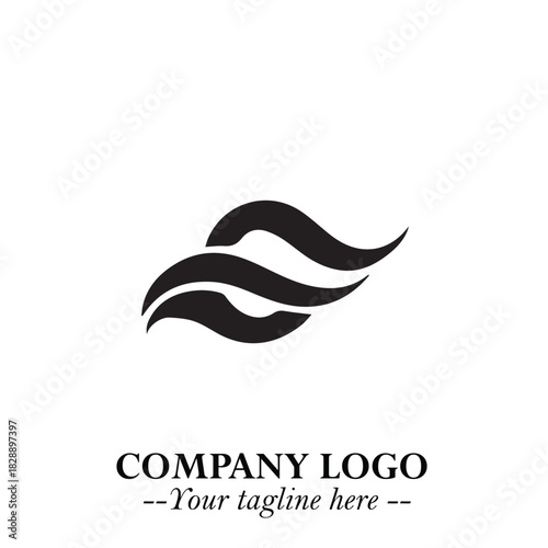 Elegant Black Wave Logo Symbol on a Clean White Background for Modern Minimalist Branding Design Art