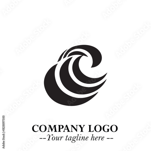 Elegant Black Wave Logo Symbol on a Clean White Background for Modern Minimalist Branding Design Art