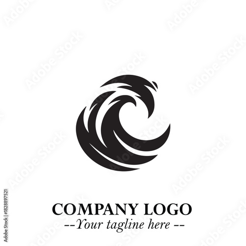 Elegant Black Wave Logo Symbol on a Clean White Background for Modern Minimalist Branding Design Art