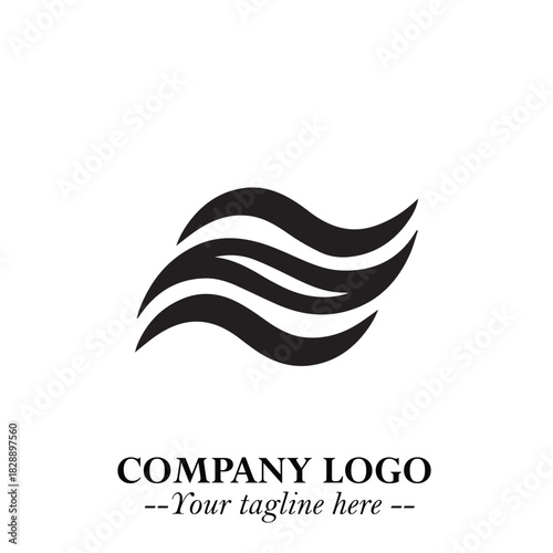 Elegant Black Wave Logo Symbol on a Clean White Background for Modern Minimalist Branding Design Art
