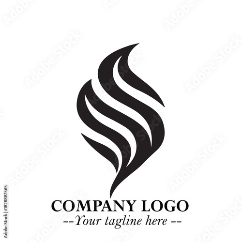 Elegant Black Wave Logo Symbol on a Clean White Background for Modern Minimalist Branding Design Art