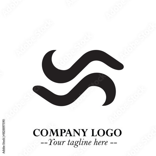 Elegant Black Wave Logo Symbol on a Clean White Background for Modern Minimalist Branding Design Art