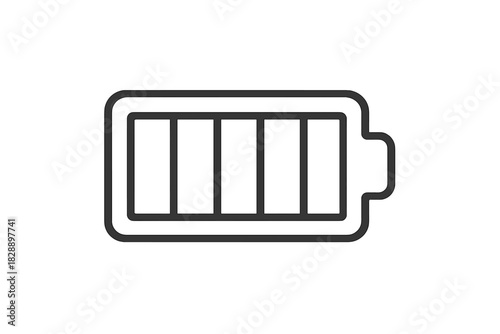 Simple black and white outline icon showing a fully charged battery status indicator