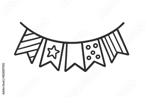 Simple black festive party bunting flags garland decoration string