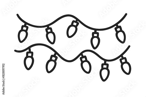 Decorative black strings of festive holiday lights