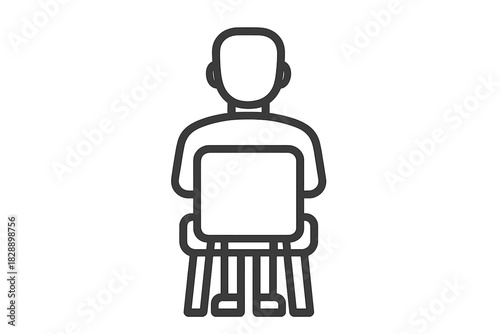 Minimalist depiction of a person sitting at a desk working on a computer or attending a business meeting