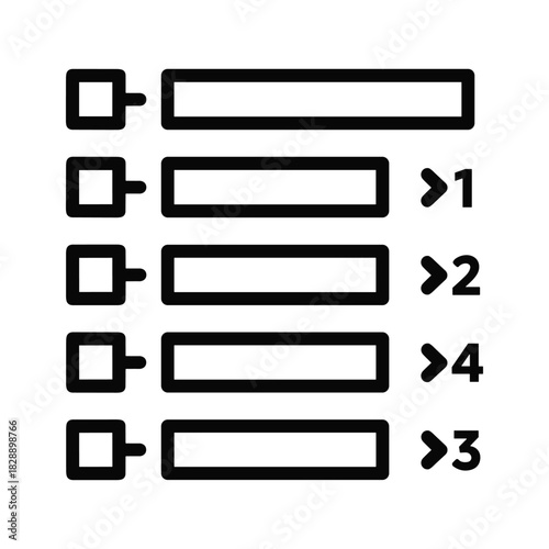 Checklist icon with expanding list items and numerical indicators