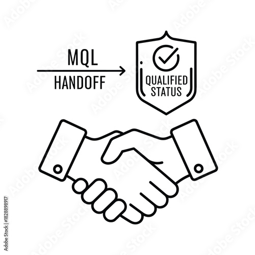 Mql handoff to qualified status concept with handshake icon