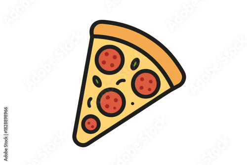 Single slice of classic Italian pepperoni pizza with golden crust and melted cheese